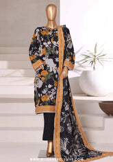 Sadabahar Printed Stitched Khaddar 3PC Collection - 2025 (BLACK D-01)